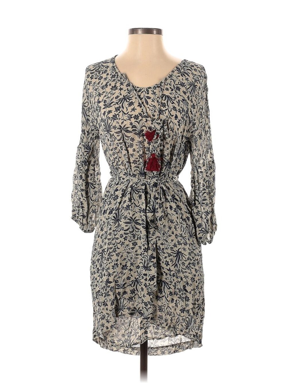 Silk Figue Floral Dress with tassel and slip